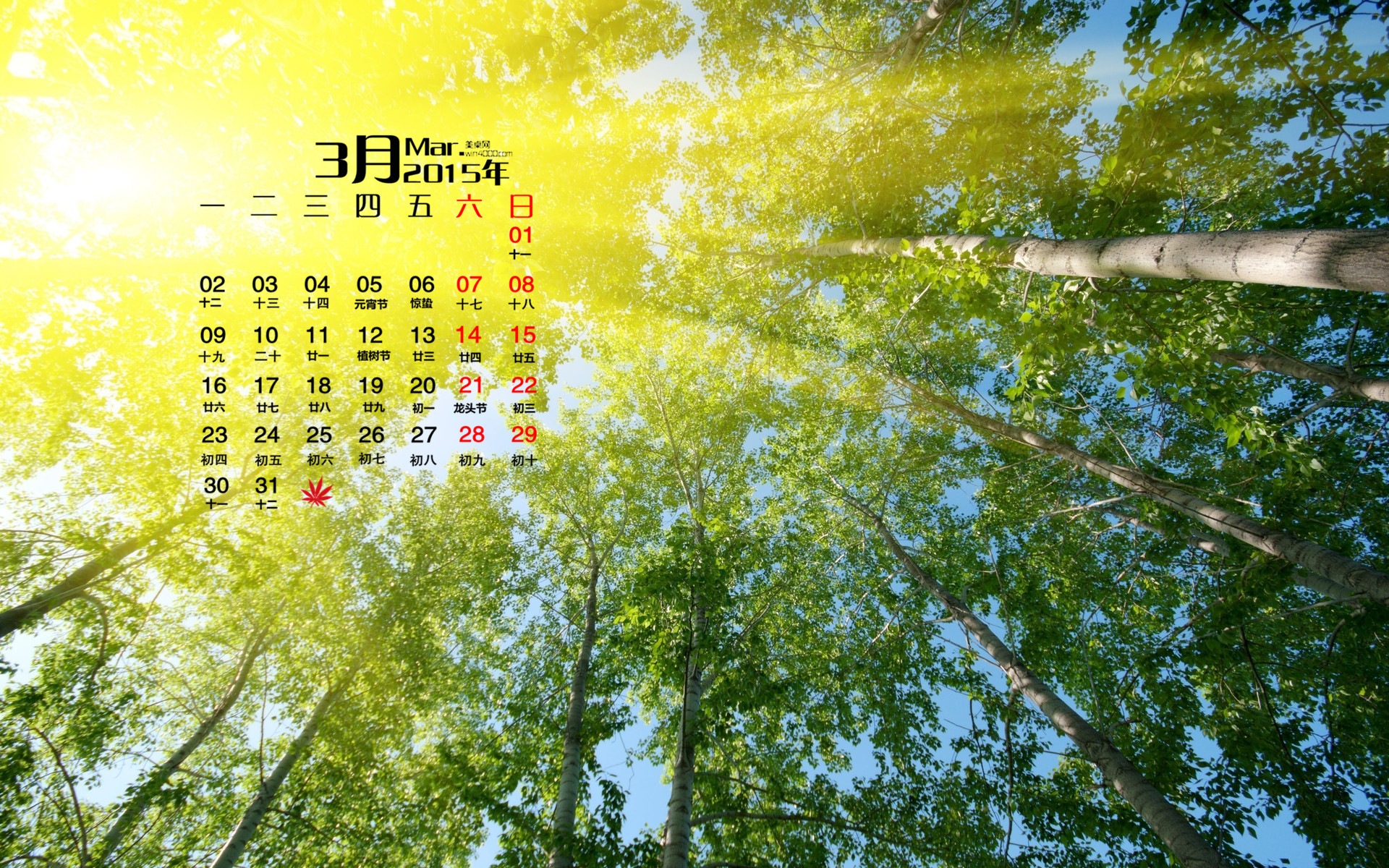 2015年3月 月历壁纸(一)20 - 1920x1200