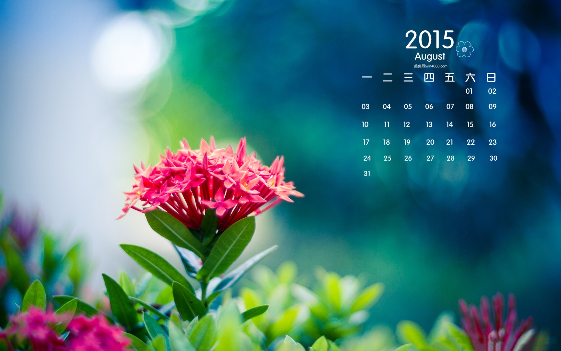 2015年8月 月曆壁紙(一) #12 - 1920x1200