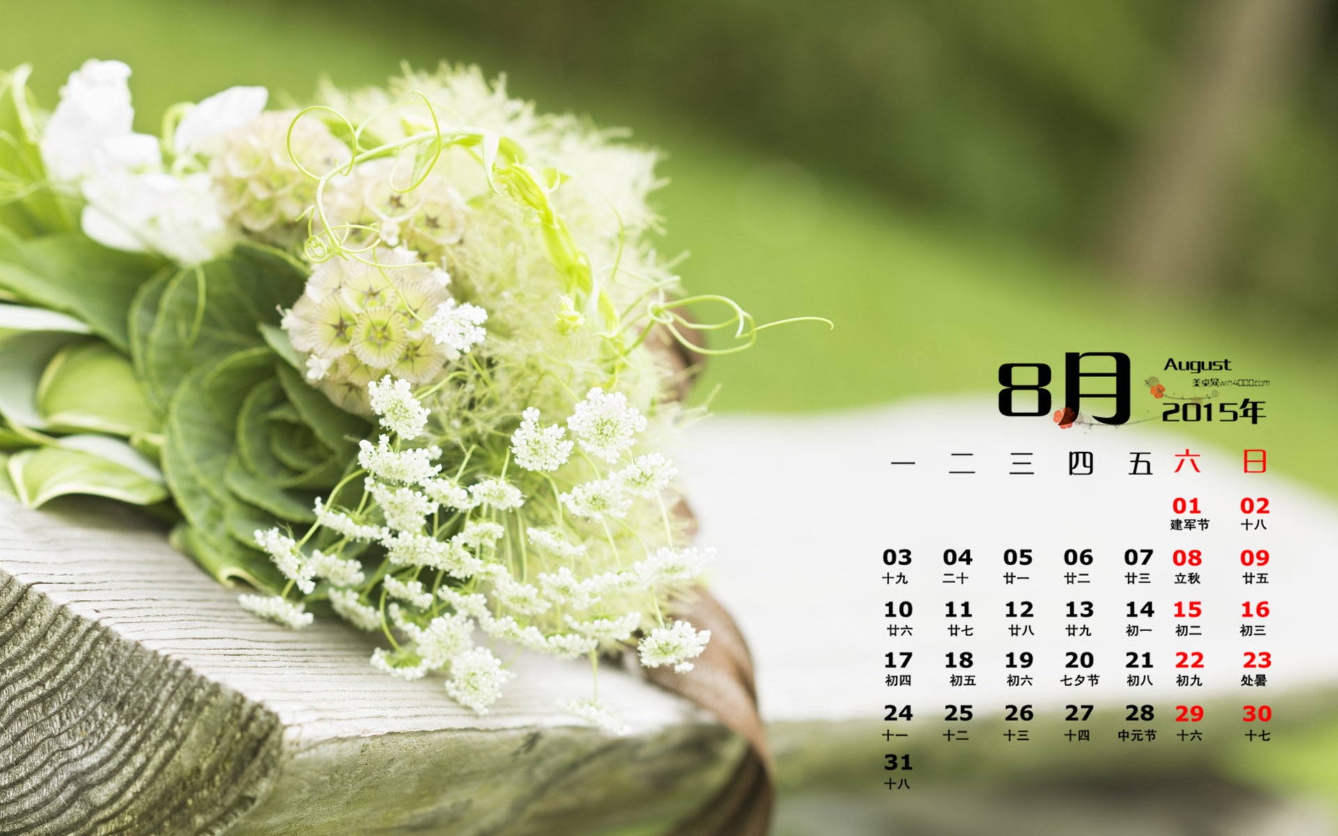 2015年8月 月曆壁紙(一) #19 - 1920x1200