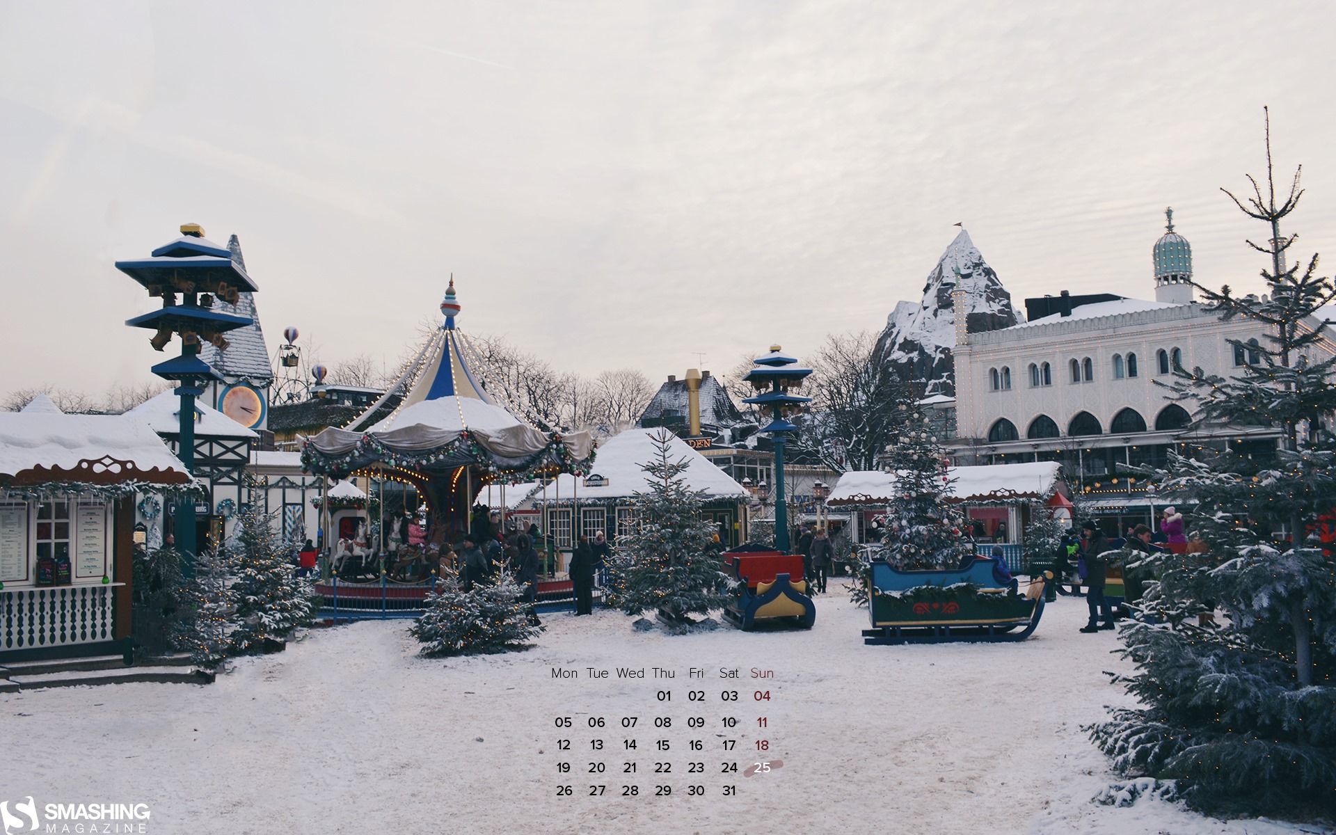 December 2016 Christmas theme calendar wallpaper (2) #11 - 1920x1200