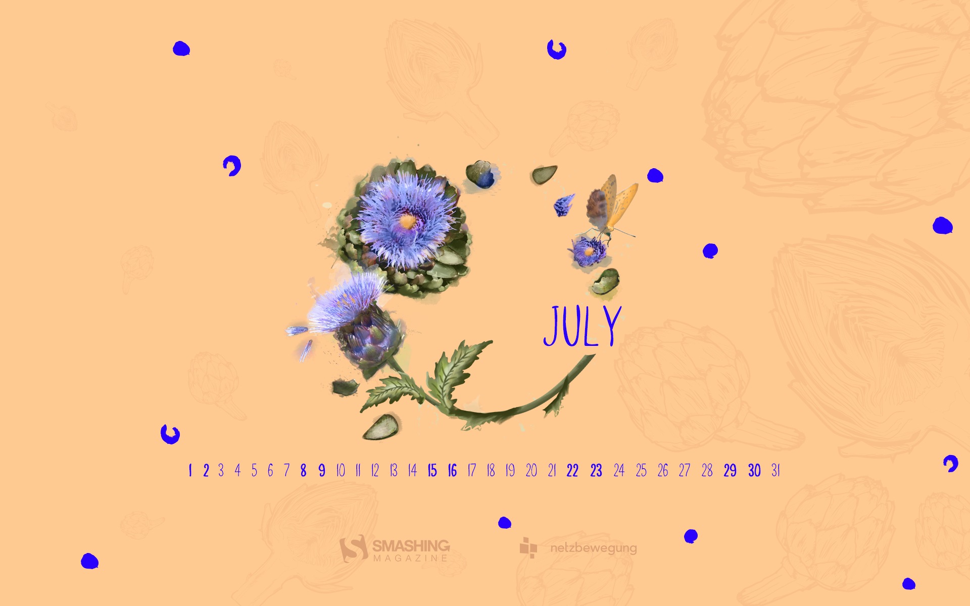 Fondo de escritorio del calendario de julio de 2017 #23 - 1920x1200