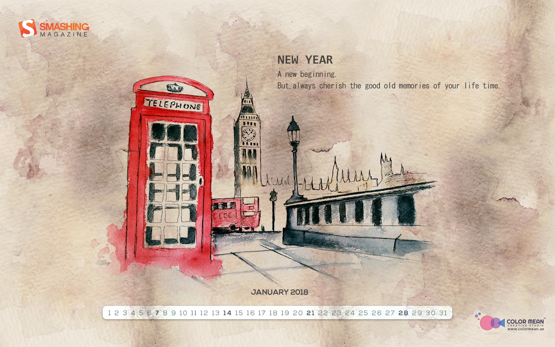 January 2018 Calendar Wallpaper #14 - 1920x1200