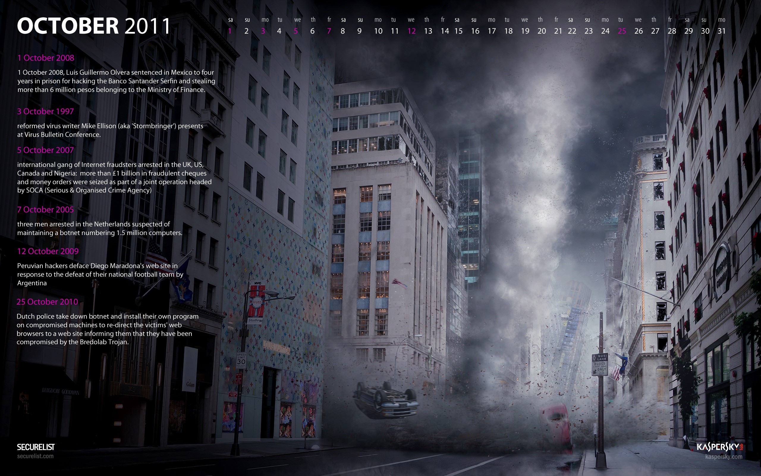 October 2011 Calendar Wallpaper (1) #2 - 2560x1600