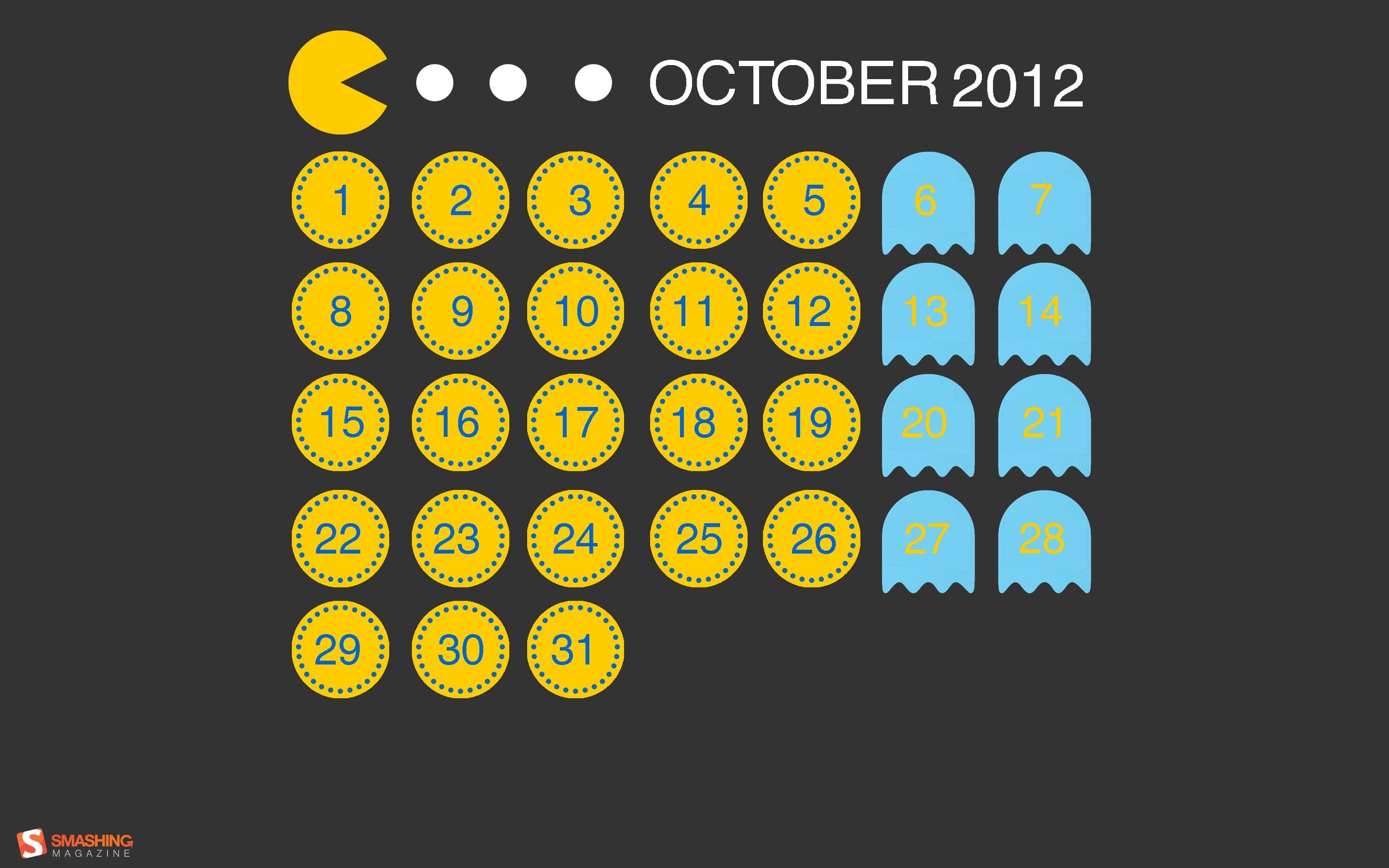 2012年10月カレンダー壁紙（2） #2 - 2560x1600