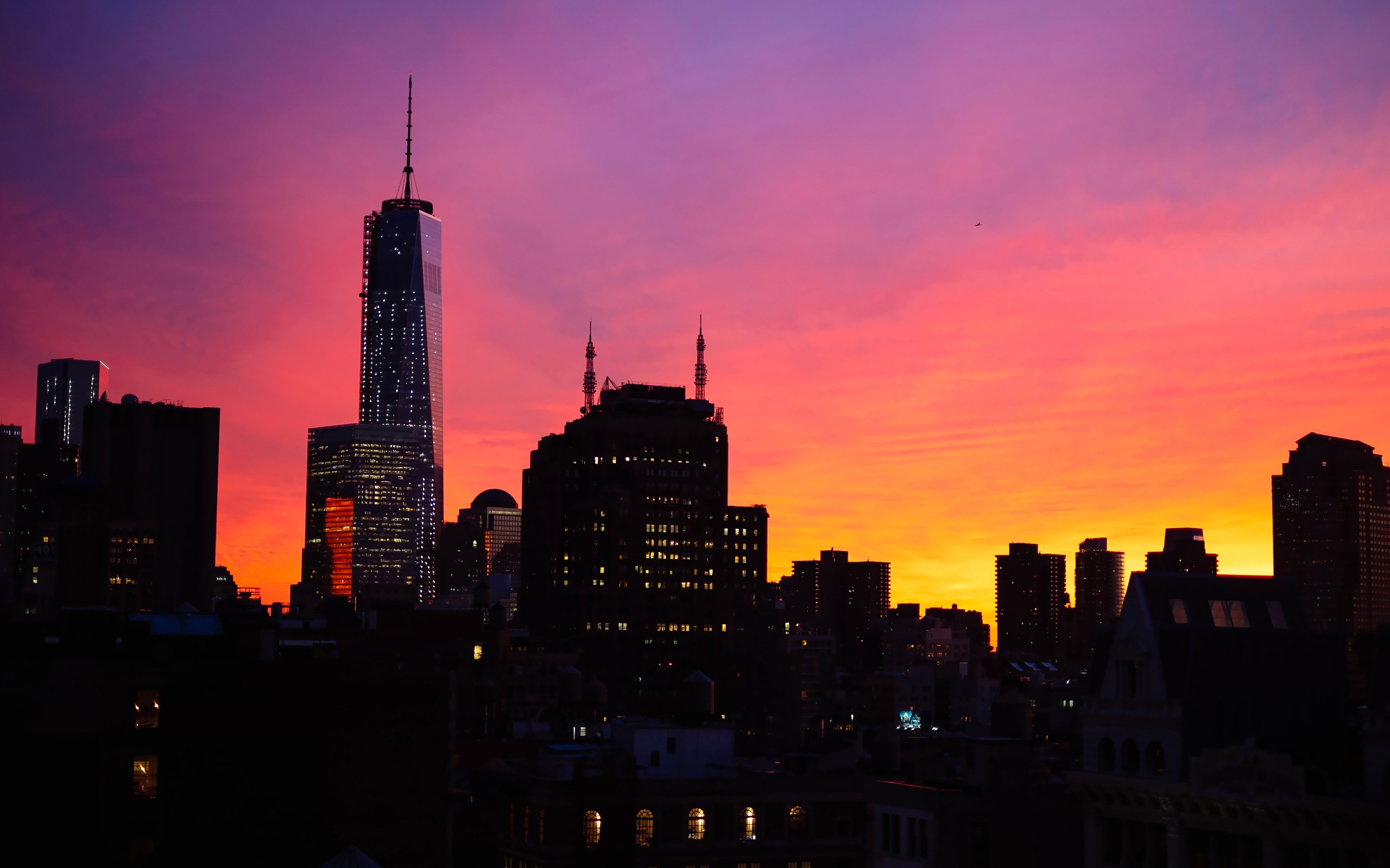 Empire State Building in New York, city night HD wallpapers #3 - 2560x1600