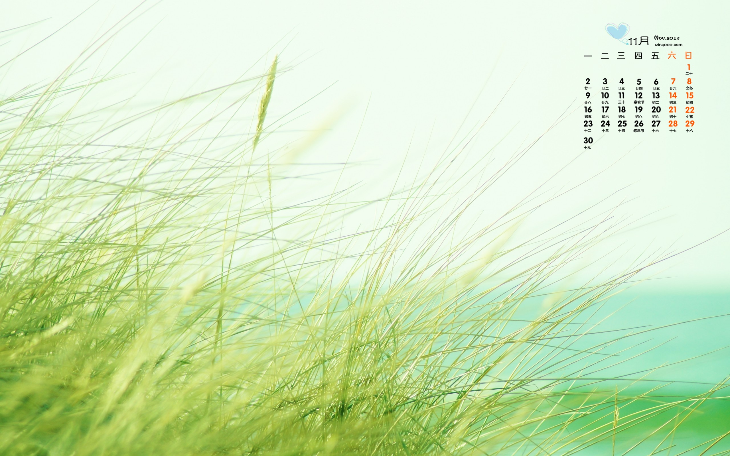 2015年11月 月曆壁紙(二) #3 - 2560x1600