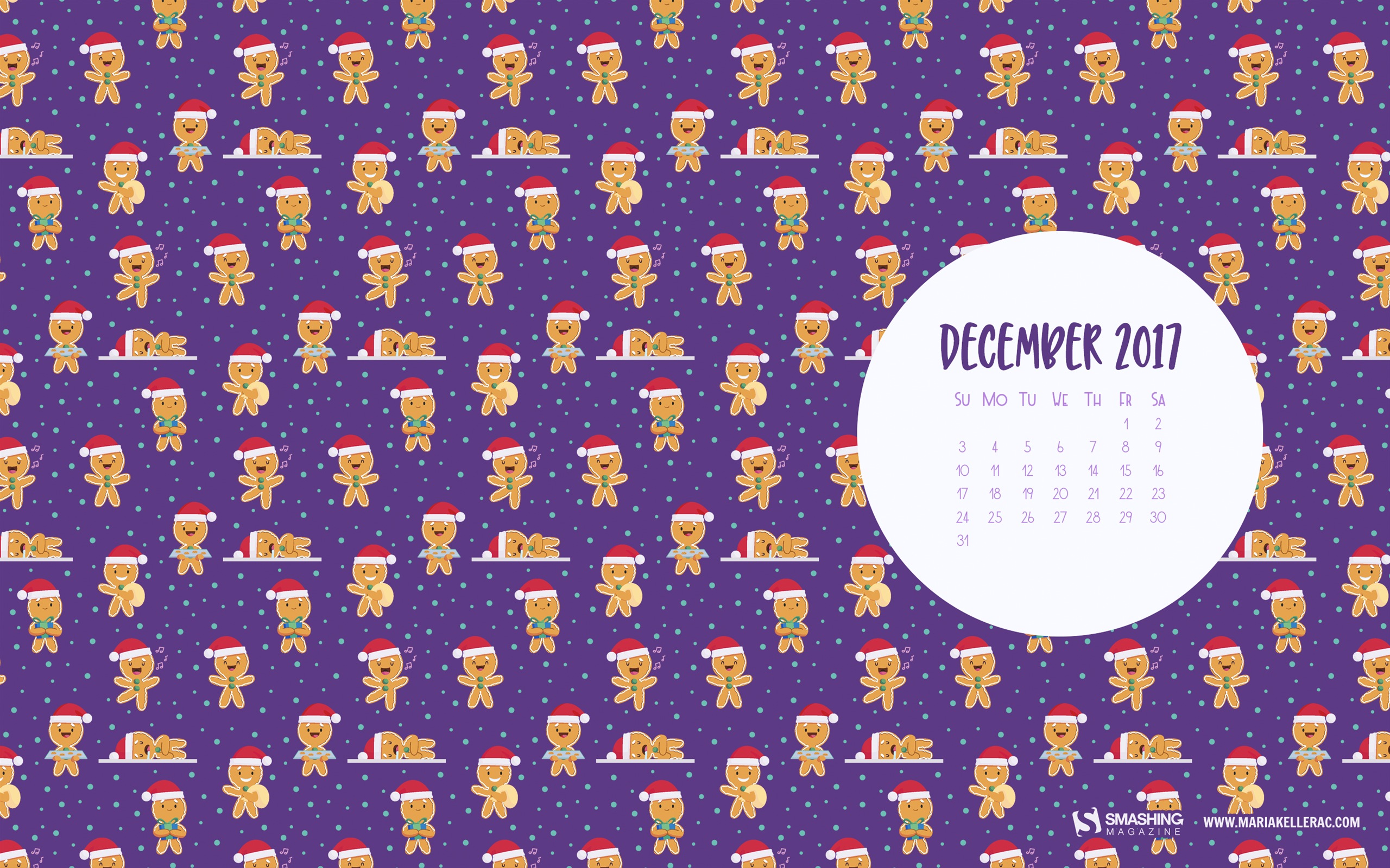 2017年12月 月曆壁紙 #4 - 2560x1600