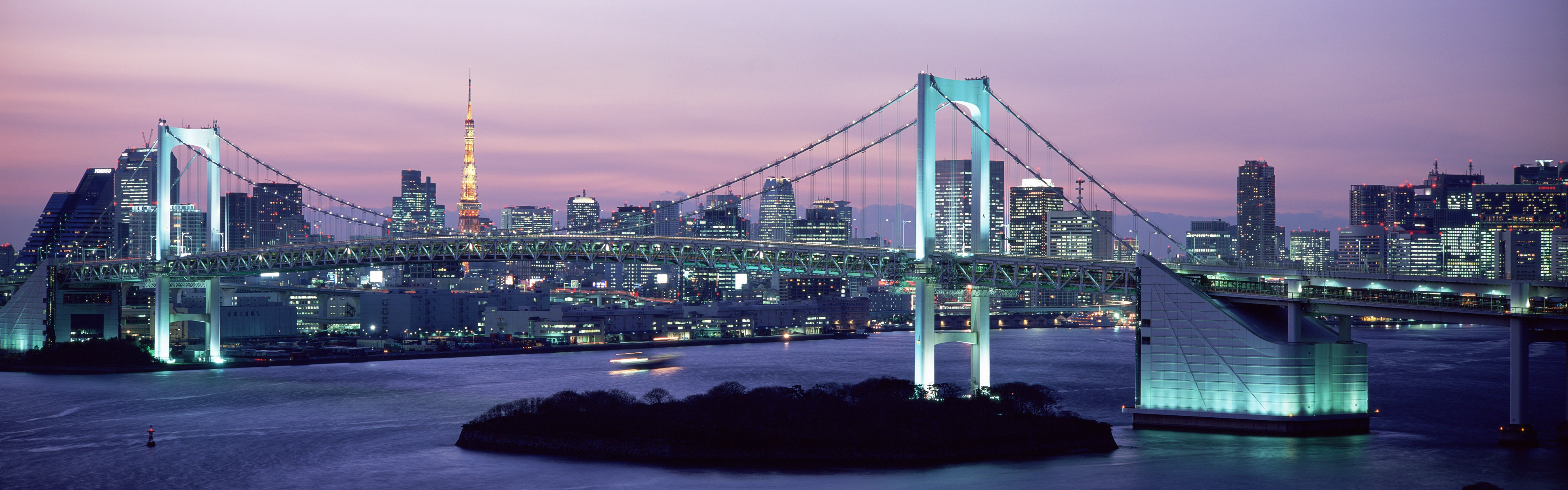 Windows 8の公式壁紙パノラマ、都市の景観、橋、ホライゾン #5 - 3840x1200