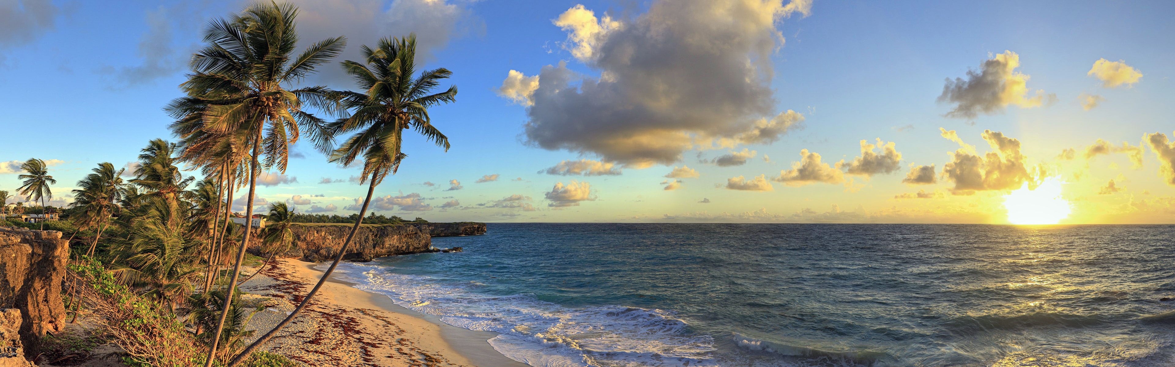 美しいビーチの夕日、Windows 8のパノラマワイドスクリーンの壁紙 #6 - 3840x1200