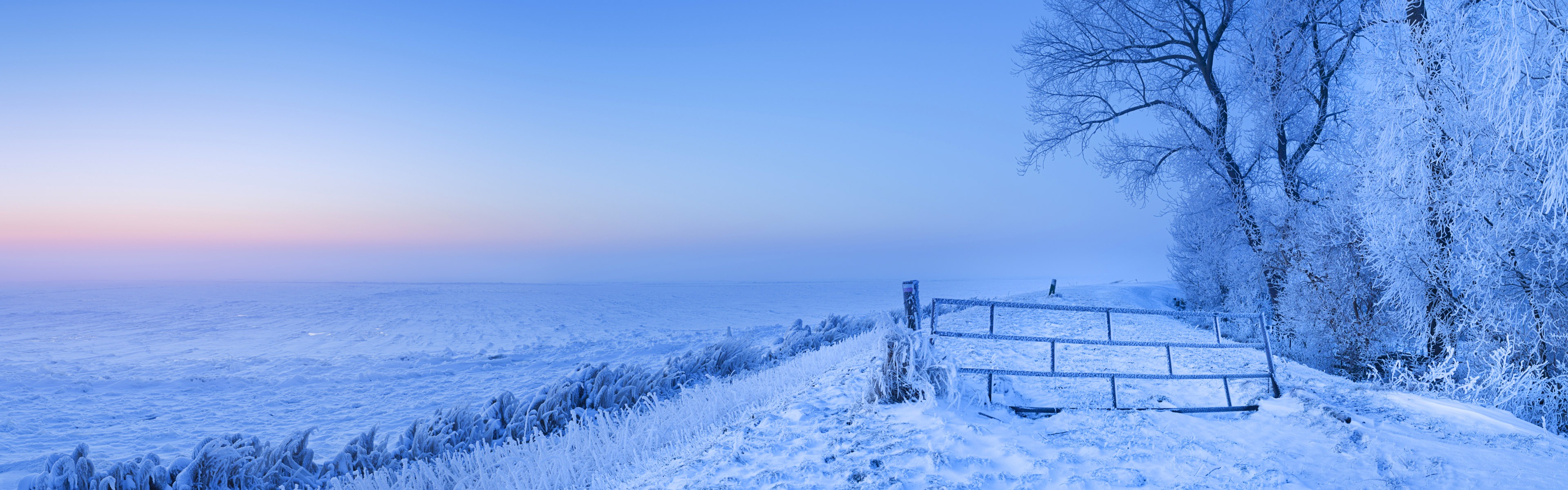 美しい寒い冬の雪、Windows 8のパノラマワイドスクリーンの壁紙 #2 - 3840x1200