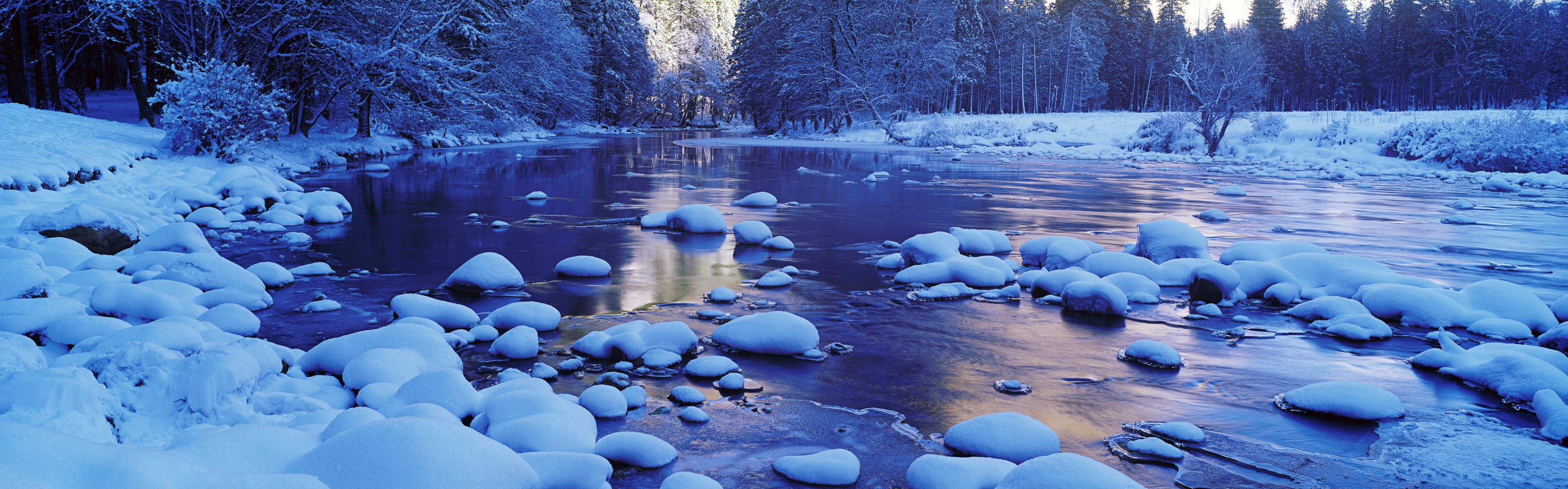 美しい寒い冬の雪、Windows 8のパノラマワイドスクリーンの壁紙 #3 - 3840x1200