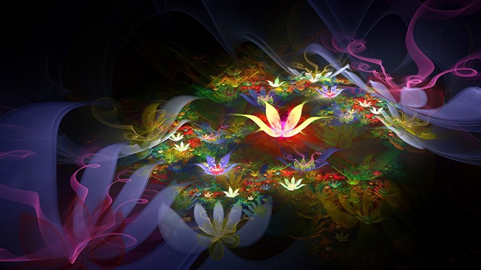 3D梦幻抽象花朵壁纸1