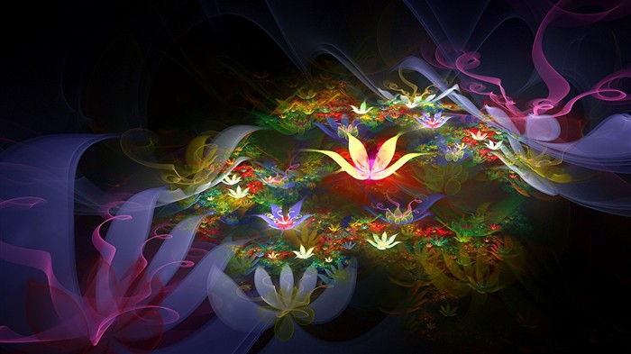 3D夢幻抽象花朵壁紙 #1