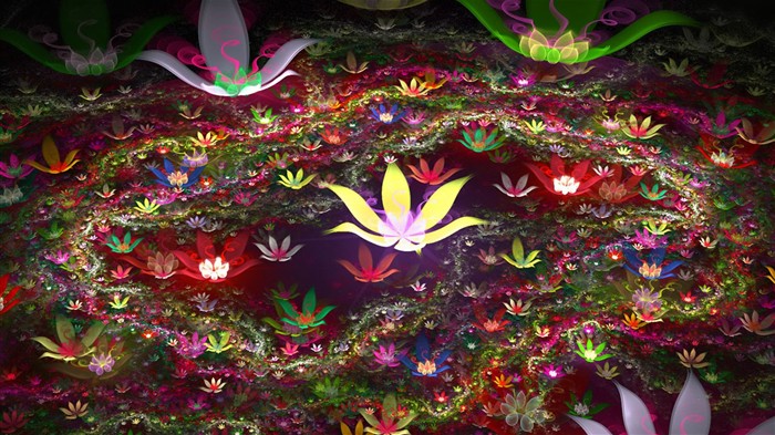 3D梦幻抽象花朵壁纸4