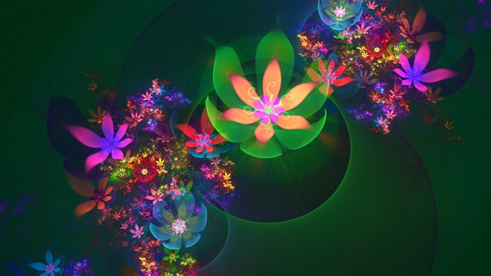 3D夢幻抽象花朵壁紙 #14
