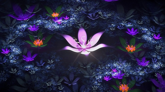 3D夢幻抽象花朵壁紙 #17