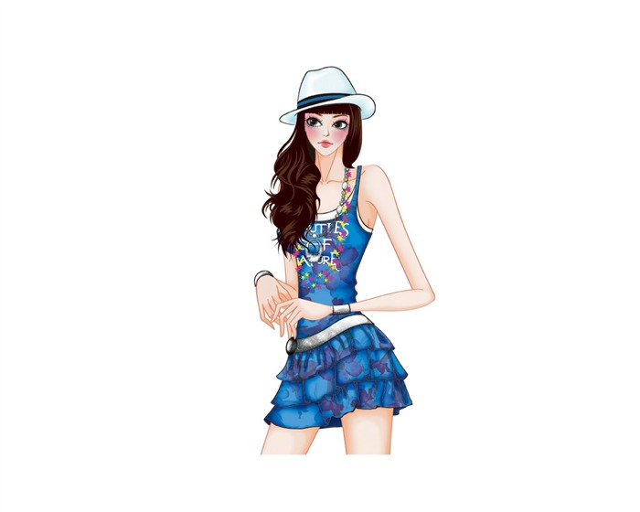 Vector-style fashion women wallpaper #32