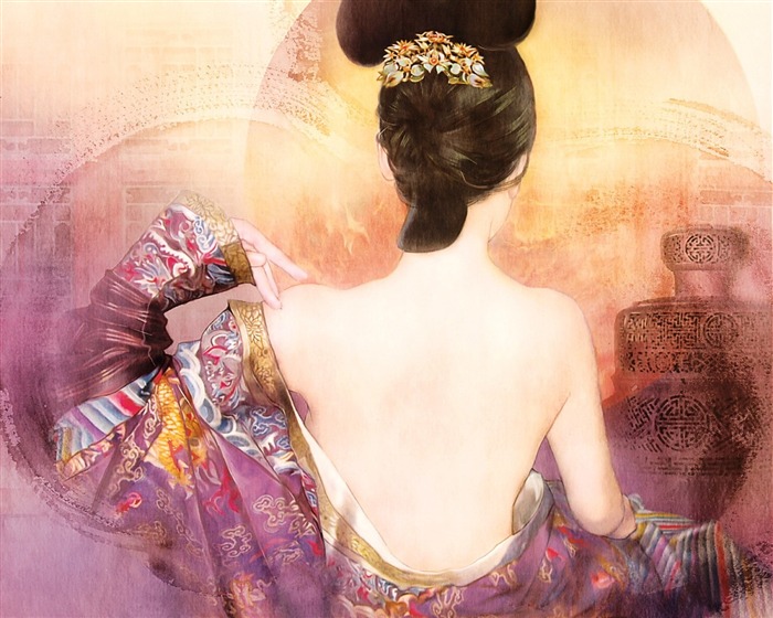 古代の女性の絵画の壁紙 #8