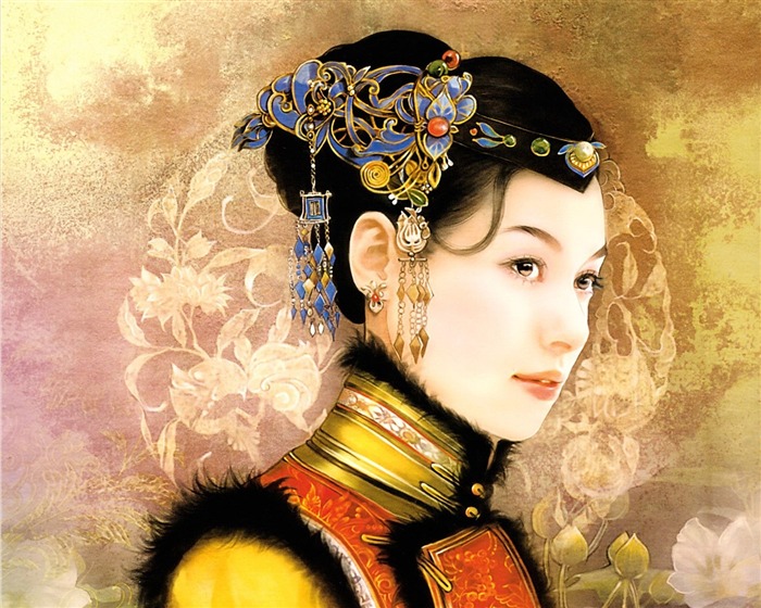 Fondos de la Dinastía Qing Pintura de la Mujer #3