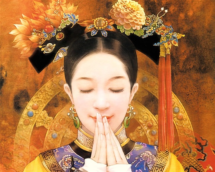 Fondos de la Dinastía Qing Pintura de la Mujer #4