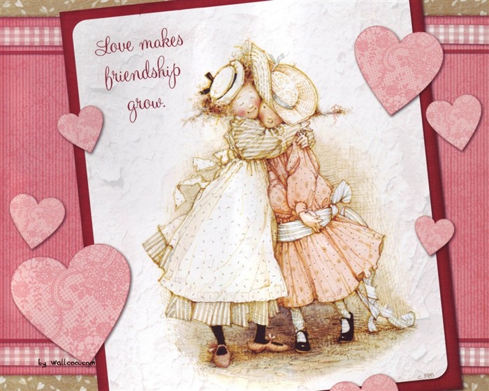 Holly Hobbie cute little girl hand-painted wallpaper #3