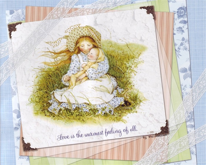 Holly Hobbie cute little girl hand-painted wallpaper #5