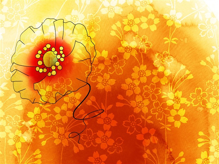 Exquisite Ink Flower Wallpapers #16