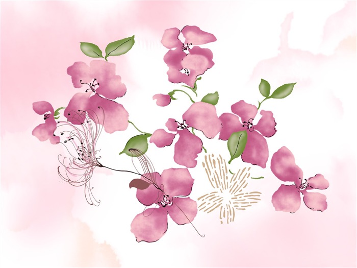 水墨花卉精美壁紙 #17