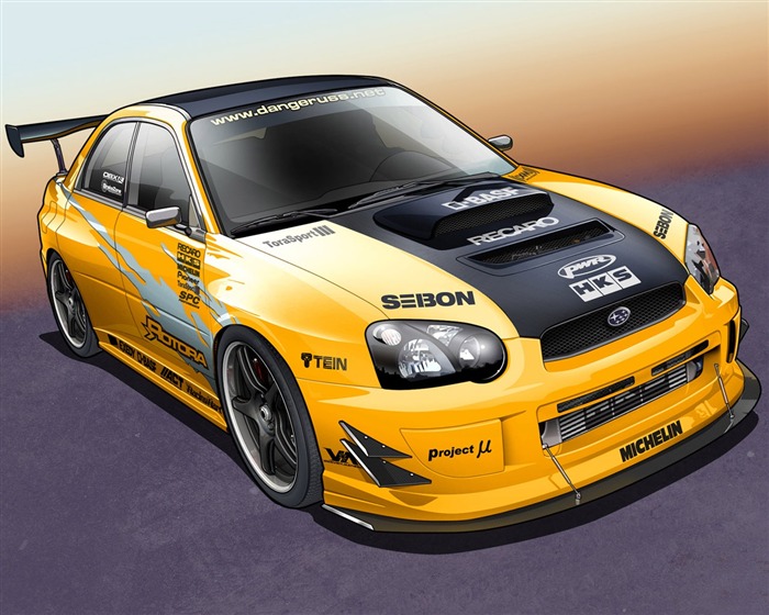 コンピュータPhotoshopの手描き壁紙車 #1