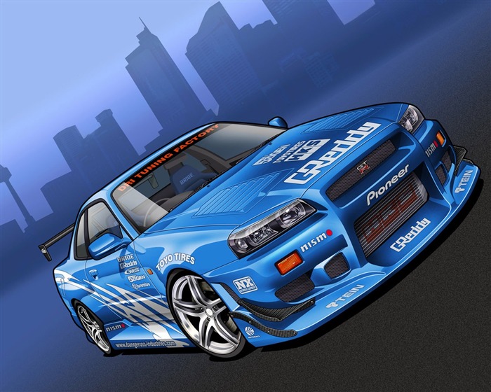 コンピュータPhotoshopの手描き壁紙車 #33