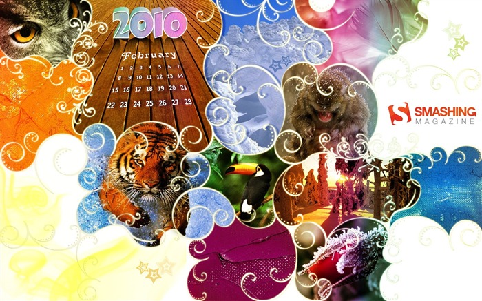 Febrero 2010 Calendario Wallpaper creativa #1