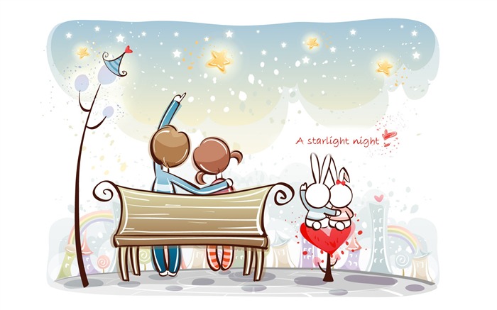 Cartoon Valentine's Day fonds d'écran (1) #17