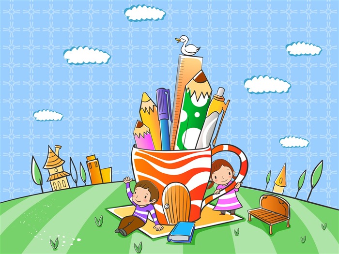 Vector cartoon childhood wallpaper (1) #3