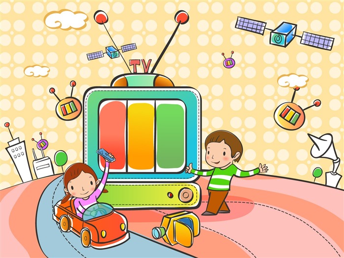 Vector cartoon childhood wallpaper (1) #17