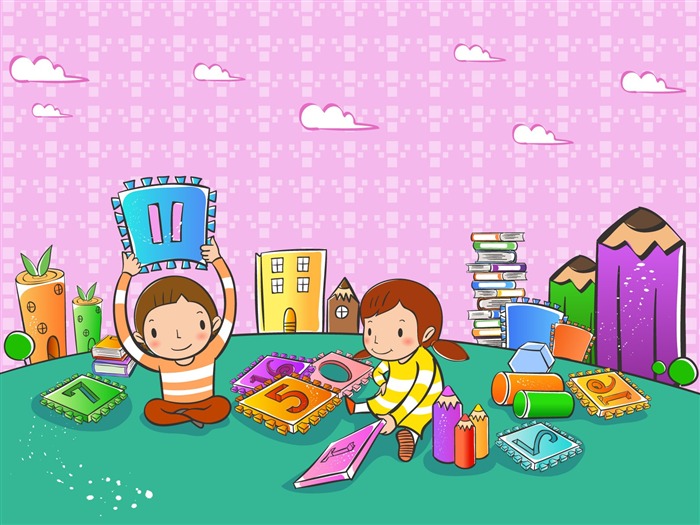 Vector cartoon childhood wallpaper (1) #18