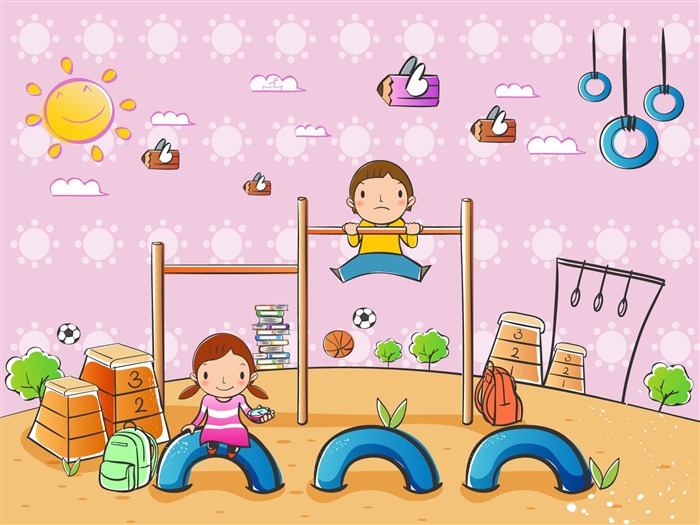 Vector cartoon childhood wallpaper (2) #15