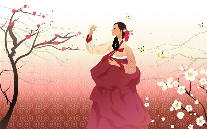 韓国人女性 (1) のベクトルの壁紙 #17