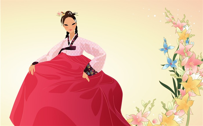 Vector wallpaper of Korean women (2) #12