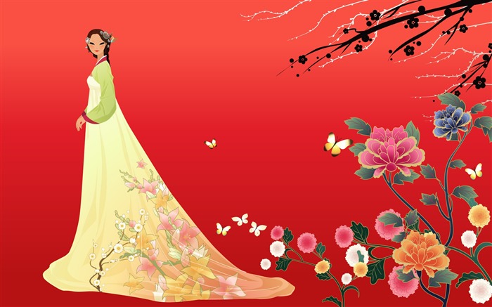 Vector wallpaper of Korean women (2) #16