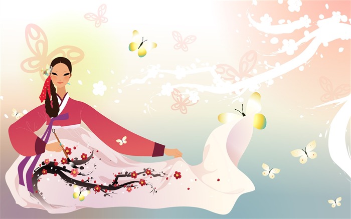 Vector wallpaper of Korean women (2) #19