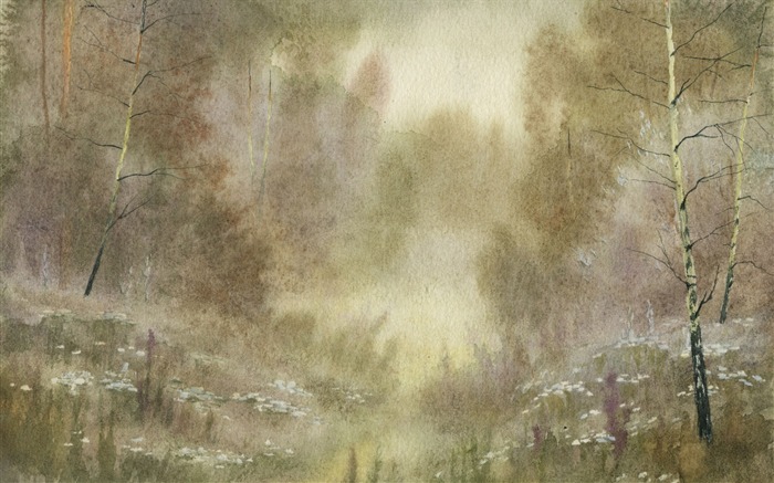 Watercolor landscape hand-painted wallpaper (1) #2