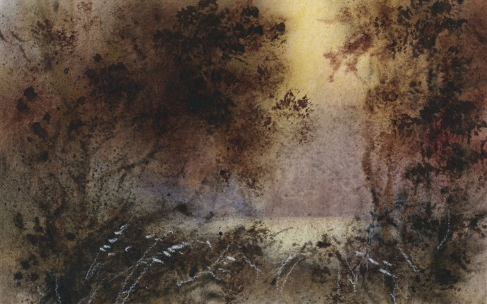 Watercolor landscape hand-painted wallpaper (1) #8