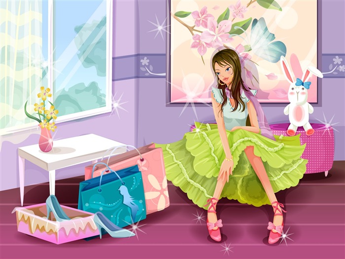 Vector collection of women wallpaper (6) #11