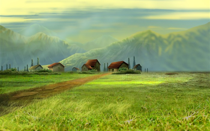 Colorful hand-painted wallpaper landscape ecology (3) #13