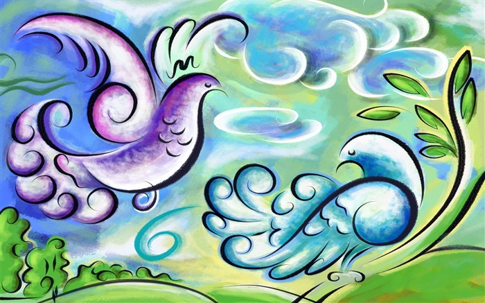 Living hand-painted wallpaper widescreen (8) #6