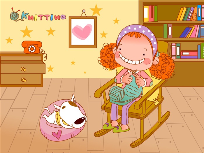 Vector girl and dog wallpapers #21