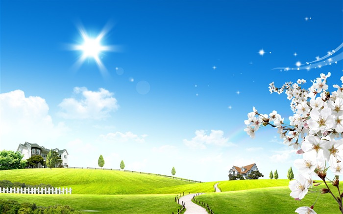 Photoshop sunny summer landscape wallpaper (1) #9