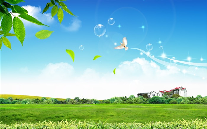 Photoshop sonnigen Sommertag Landschaft Wallpaper (1) #20