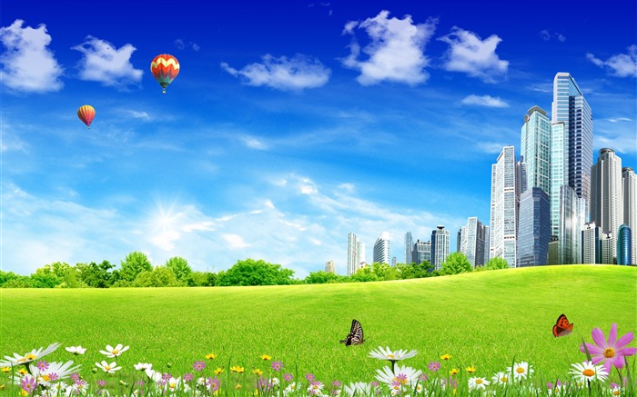 Photoshop sunny summer landscape wallpaper (2) #15