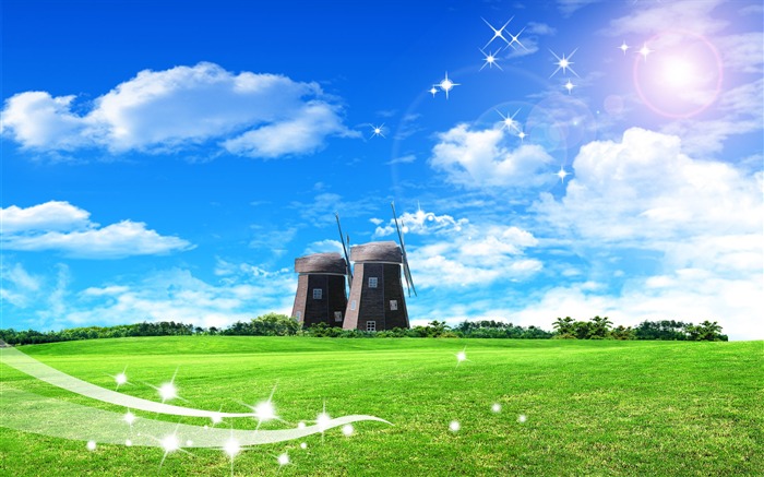 Photoshop sunny summer landscape wallpaper (2) #16